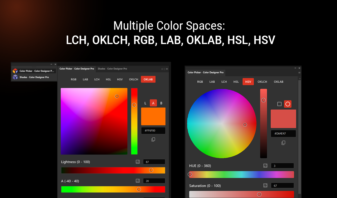 LCH, OKLCH, RGB, LAB, OKLAB, HSL, HSV - Photoshop